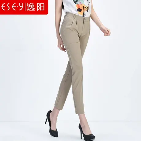 逸阳女裤2022夏季新款九分哈伦裤女休闲裤女小脚显瘦铅笔黑色裤子商品大图