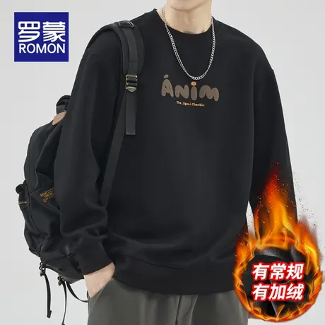 罗蒙卫衣男秋冬款加厚2023新款秋季男装圆领潮牌长袖t恤上衣男士商品大图