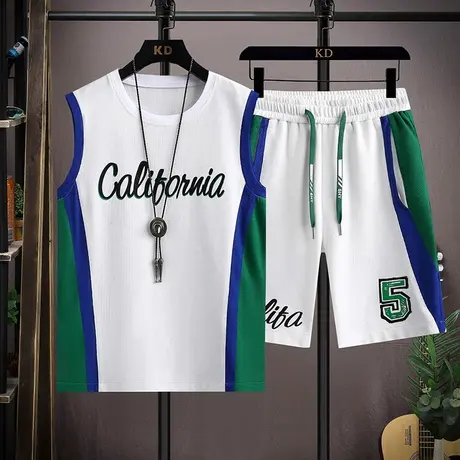 青少年夏季运动套装12-15岁男孩衣服13初中学生无袖t恤14大童背心商品大图