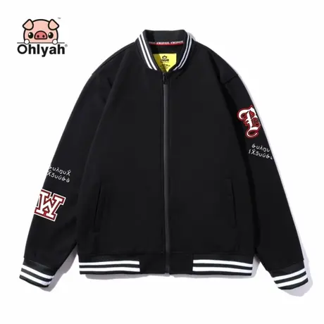 韩版棒球服外套女男情侣装卫衣加绒加厚立领拉链开衫工作班服定制商品大图