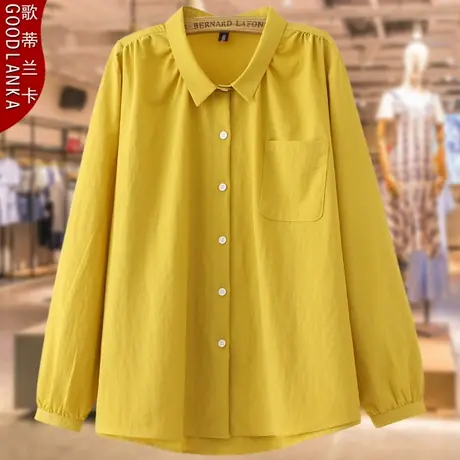 40-50岁中年胖妈妈秋装长袖衬衫女2023新款大码宽松洋气女士上衣商品大图