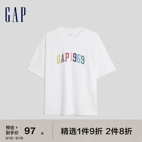 【碳素软磨】Gap男装夏季2023新款纯棉LOGO短袖T恤602975落肩上衣图片