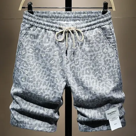 夏天薄款碎花沙滩男士休闲短裤男直筒五分裤时尚潮牌中裤子男百搭商品大图