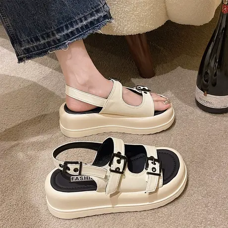 厚底百搭运动凉鞋女2023夏季新款原宿风休闲海边沙滩罗马鞋ins潮图片