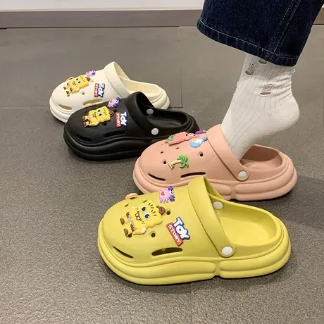 卡通洞洞鞋女可爱半拖鞋2023夏季新款防水百搭舒适踩屎感一鞋两穿商品大图