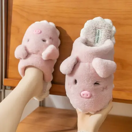 棉拖鞋女士秋冬季2023新款室内家居家用防滑厚底可爱毛绒月子棉拖商品大图