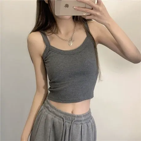 白色小背心西装内搭打底无袖吊带女夏外穿ins潮露脐辣妹短款上衣商品大图