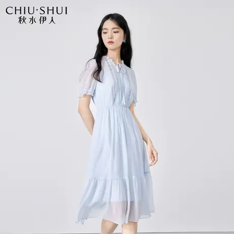 秋水伊人小众设计感雪纺连衣裙显白温柔2023夏季新款女款优雅裙子图片