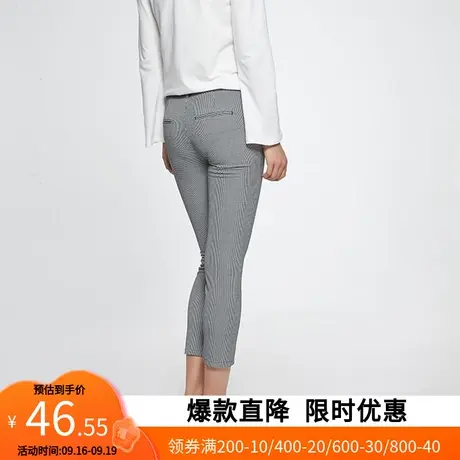 艾格2023春季新款女装时尚简约修身显瘦直筒休闲裤条纹Y1654商品大图