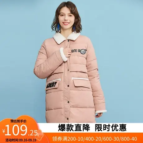 艾格2022冬季新品百搭外套直筒长袖休闲简约时尚棉衣女棉服Y387商品大图