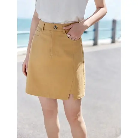 【商场同款】茵曼A字休闲短裙2023夏季女装新款松紧后腰半身裙图片