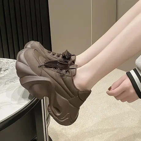 女鞋秋冬款加绒厚底鞋子女时尚小个子增高老爹鞋女爆款休闲运动鞋商品大图