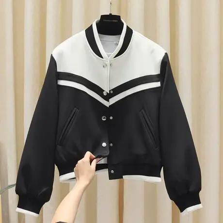 2023春新款设计感短外套女韩版宽松显瘦减龄小个子时尚棒球服上衣图片