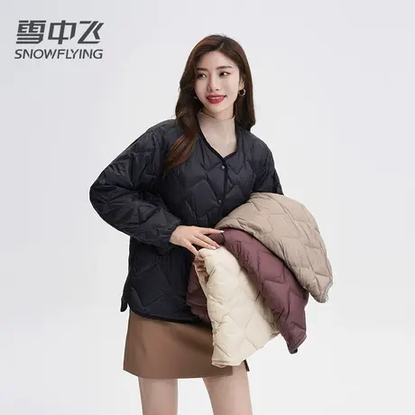 雪中飞羽绒服女2023新款秋冬短款圆领轻薄时尚简约内胆小个子外套图片