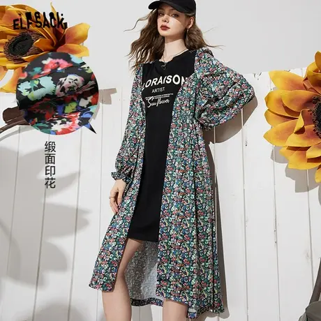 妖精的口袋法式碎花连衣裙女2023秋季新款宽松拼接设计感a字长裙图片