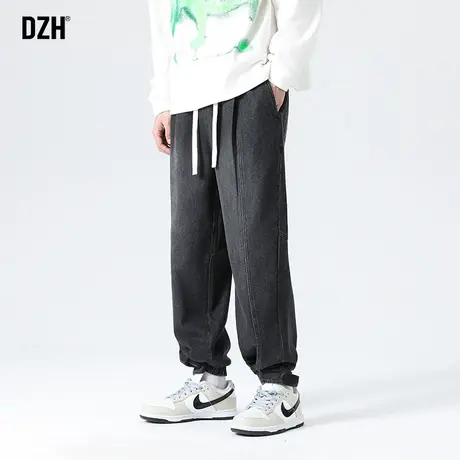 男士黑色牛仔裤男束脚潮牌休闲宽松美式高街裤子男款春夏款工装裤商品大图