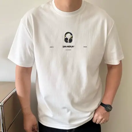 大依无忧夏季大码男装简约耳机胖子加肥加大男款圆领短袖T恤半袖商品大图