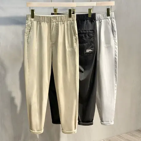 冰丝透气高端春夏季男士休闲裤直筒韩版潮流小脚裤九分修身薄款男商品大图