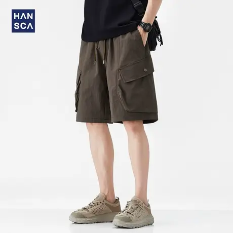 hansca速干工装休闲短裤男2025夏季轻薄吸湿排汗大口袋休闲五分裤图片