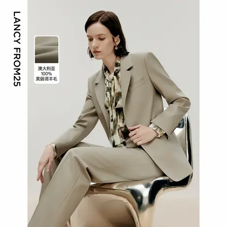 朗姿羊毛高级感法式职业西服上衣2024年秋季新款气质通勤西装外套图片