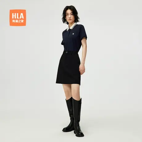 HLA/海澜之家商务翻领短袖POLO衫25春夏新款直筒透气休闲上衣女装商品大图