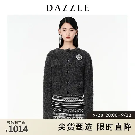 DAZZLE地素 奥莱复古气质针织长袖开衫外套女2D4E5101F图片