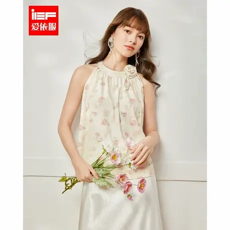 IEF/爱依服2025夏季新款法式小清新甜美减龄气质无袖碎花背心上衣图片