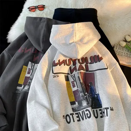 欧货街头风hiphop连帽卫衣女大码薄款嘻哈外套潮牌宽松上衣ins秋商品大图