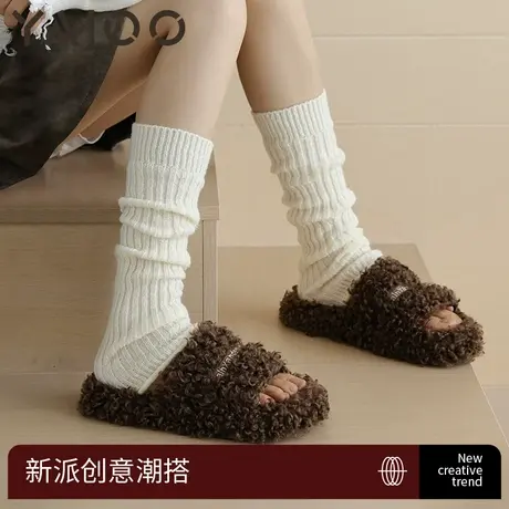 雅鹿袜子女春秋款堆堆袜套纯色长筒小腿袜2024新款爆款日系女生袜图片