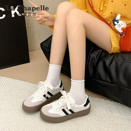 拉夏贝尔德训鞋女2025夏季新款网面透气厚底小白鞋休闲薄款板鞋女商品大图