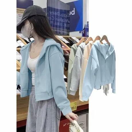 NOW真维斯连帽卫衣女秋季2025新款拉链穿搭早秋短款女款外套开衫商品大图