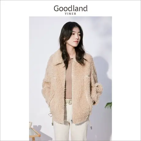 音儿美地女装2022冬新款短款宽松羊羔毛颗粒绒羊剪毛外套商品大图