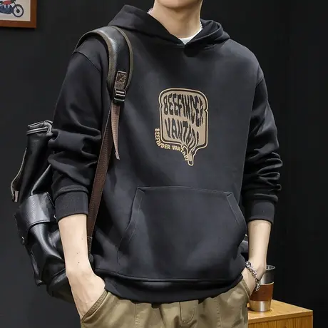 重磅黑色潮牌连帽卫衣男秋冬款衣服秋款2023新款长袖大码外套加绒商品大图