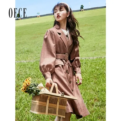 【买1送1】Oece法式复古大衣春秋新款高级感女士风衣中长款外套图片