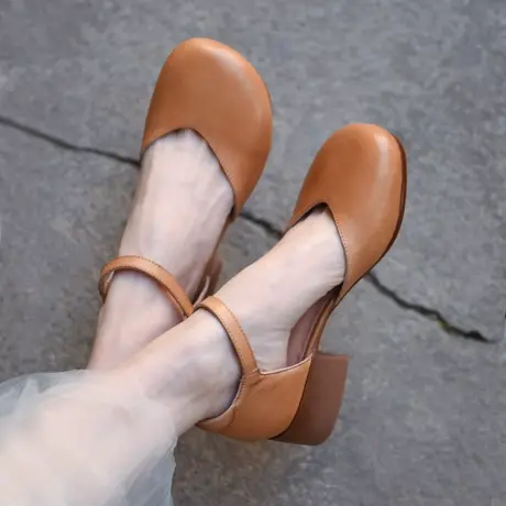 Artmu阿木原创包头凉鞋女2023年新款粗跟单鞋仙女风凉鞋配裙子商品大图