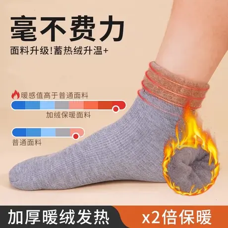 袜子女雪地袜加绒加厚地板袜月子袜毛圈袜冬天保暖纯棉中筒袜冬季商品大图