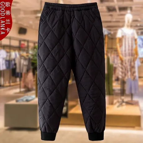 加肥加大码中老年冬季羽绒棉裤女宽松时尚妈妈松紧腰加厚保暖棉裤商品大图
