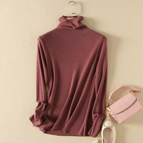 秋冬2023新款高领打底衫毛衣女内搭长袖针织衫修身堆堆领紧身上衣商品大图