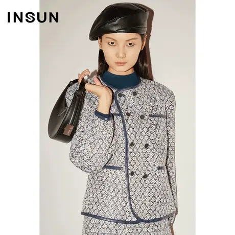 COVER冬季花呢立体廓形百搭短外套商品大图