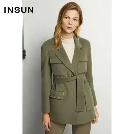 INSUN恩裳冬季H型西装领口袋毛呢外套商品大图