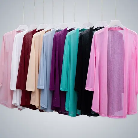 夏季薄款防晒衣女中长款冰丝披肩外套中老年妈妈网纱上衣外搭开衫商品大图