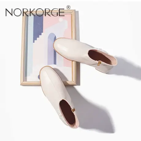 新中式国风水晶盘扣温柔白珍珠时装短靴商品大图