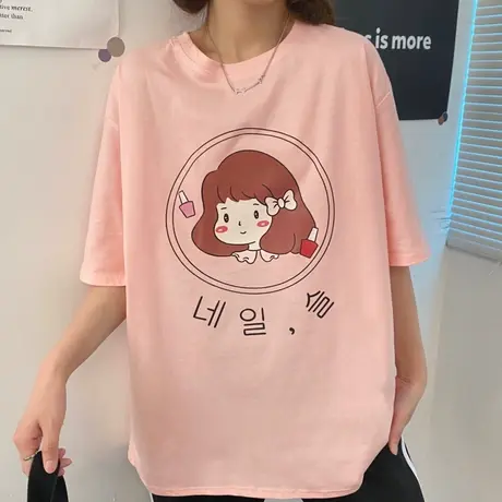 欧美短袖t恤女夏季纯棉宽松韩版ins半袖设计感小众chic港味上衣服图片