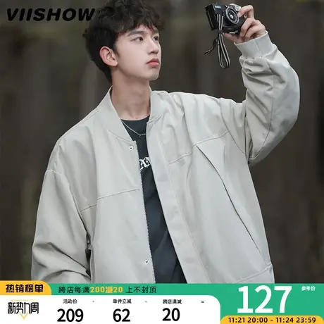 VIISHOW棒球服外套男春秋季日系复古休闲工装宽松上衣飞行员夹克图片