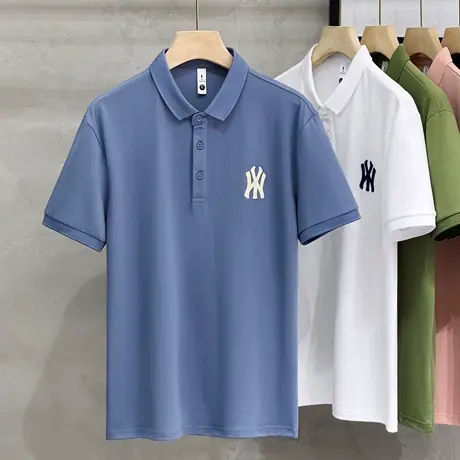翻领短袖T恤男士珠地棉夏装2023新款潮牌修身冰丝半袖青年polo衫商品大图
