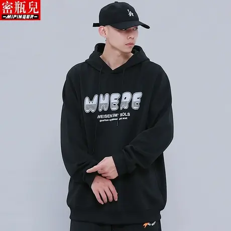 密瓶儿潮牌卫衣男宽松秋季男士大码胖子上衣韩版潮流青少年衣服男商品大图