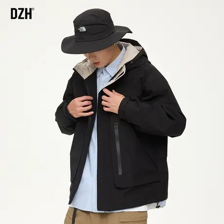 男士工装外套男春秋款潮流百搭男装2023新款连帽冲锋衣男款登山服商品大图