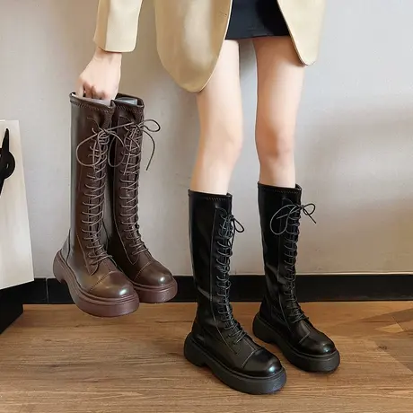 长筒靴女厚底2024年秋冬骑士靴显瘦马丁靴不过膝高筒靴加绒长靴子图片