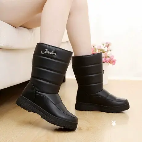 冬季加厚雪地靴女高筒棉鞋女中筒东北加厚厚底防水防滑户外长靴子图片