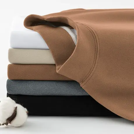 重磅德绒打底衫半高领长袖t恤男装保暖双面绒纯色中领内搭秋衣服商品大图